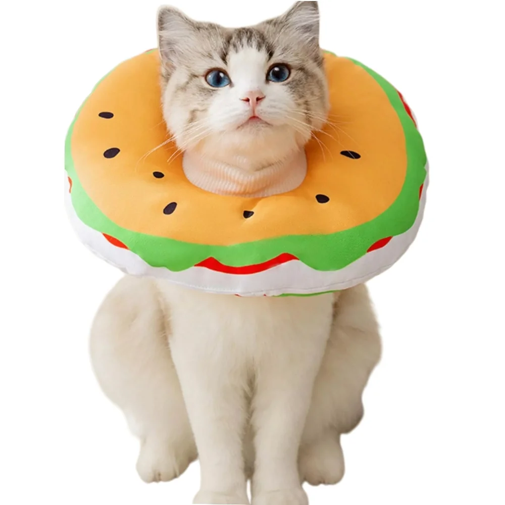 Pet Funny Food Theme Adjustable Soft E-Collar Cat Dog Animal Recovery Cone XS